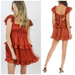WeWoreWhat Orange ruffle dress with tie back | size M